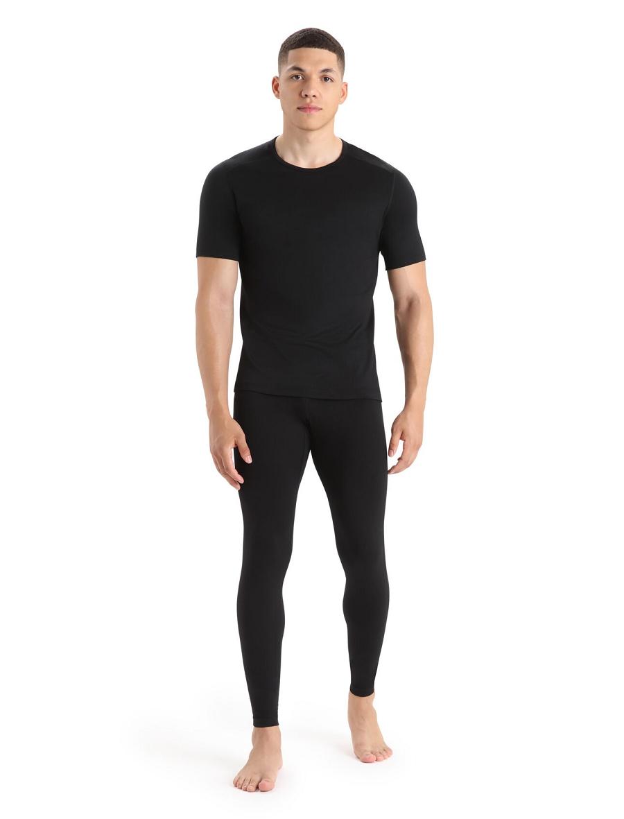 Icebreaker Merino 200 Oasis Rövid Sleeve Crewe Thermal Top Férfi Base Layers Fekete | HU 1390RVDW